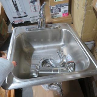One 17X19 Stainless Steel Drop In Handsink With Faucet.