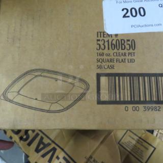 One Case Of Sabert Clear Square Flat Lids.