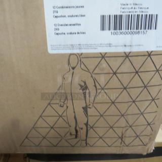 One Case Of 12 Kleenguard Disposable XL Yellow Coveralls.