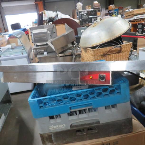 One Regency Stainless Steel Shelf With A 24 Inch Food Warmer Attached. 1 Bracket. #ISW-24-TGL-CP. 36X2X12 - Image 1 of 2