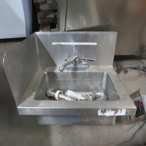 One Stainless Steel Hand Sink With Faucet, And Left Side Splash. 17.5X14.5 - Image 1 of 1