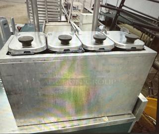 One Stainless Steel Server Topping Rail With 4 Containers. Model# SB-4. 20X9X12
