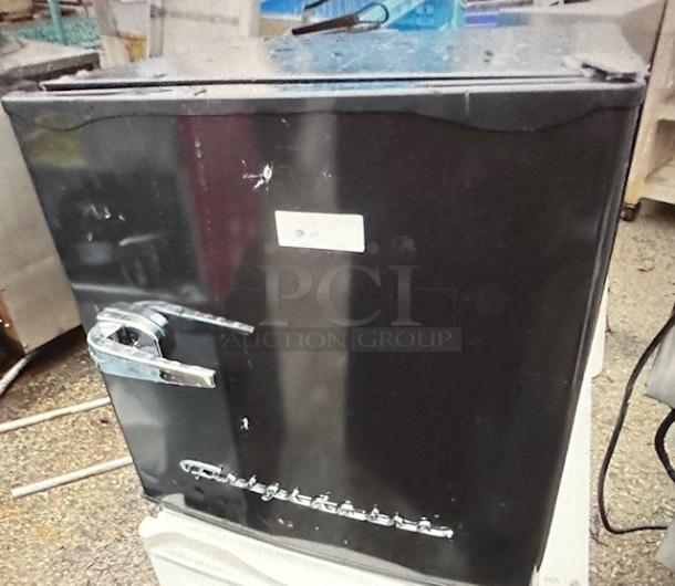 One WORKING Frigidaire 1 Door Cooler With 1 Rack.  115 Volt. Model# EFR177-B-BLACK-6COM. 18.5X17.5X19 - Image 1 of 1