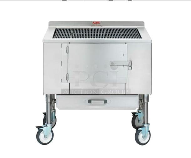 Aztec 36" W Stainless Steel Mesquite Wood-Fired CharBroiler - 30,000 BTU Tested and Working! - Image 6 of 6