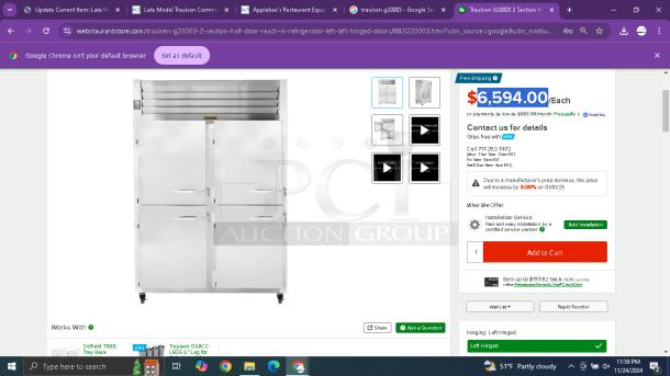 Late Model Traulsen Commercial Double Door Refrigerator Tested and Working! - Image 10 of 10