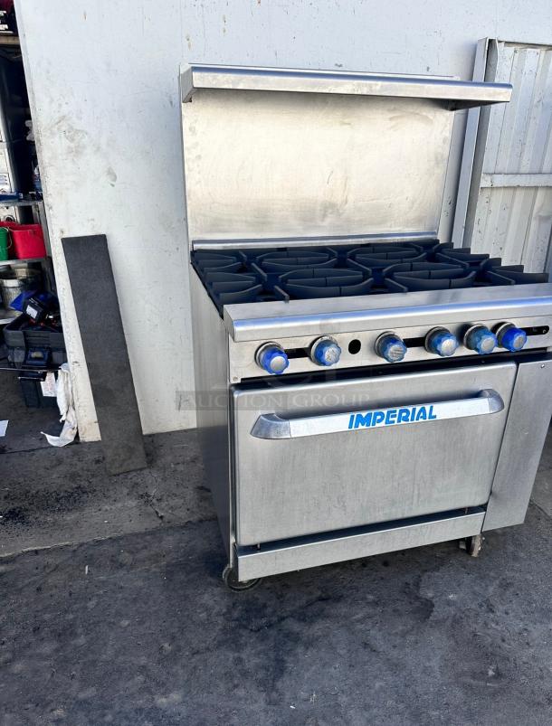 Imperial Commercial Gas 6 Burner With Oven Tested and Working! - Image 3 of 8