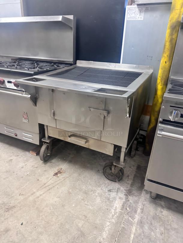 Aztec 36" W Stainless Steel Mesquite Wood-Fired CharBroiler - 30,000 BTU Tested and Working! - Image 1 of 6