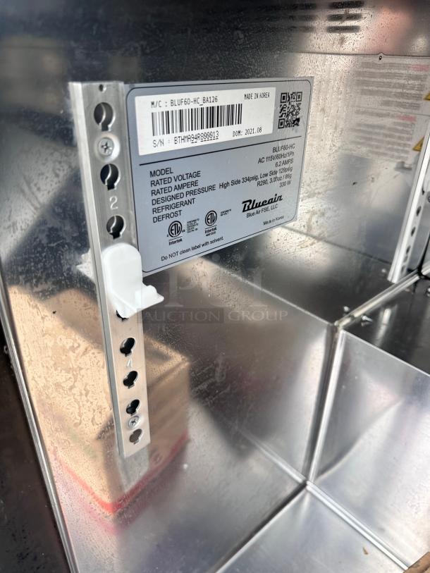 Commercial 60" Two Door Under Counter Freezer Tested and Working! - Image 6 of 7