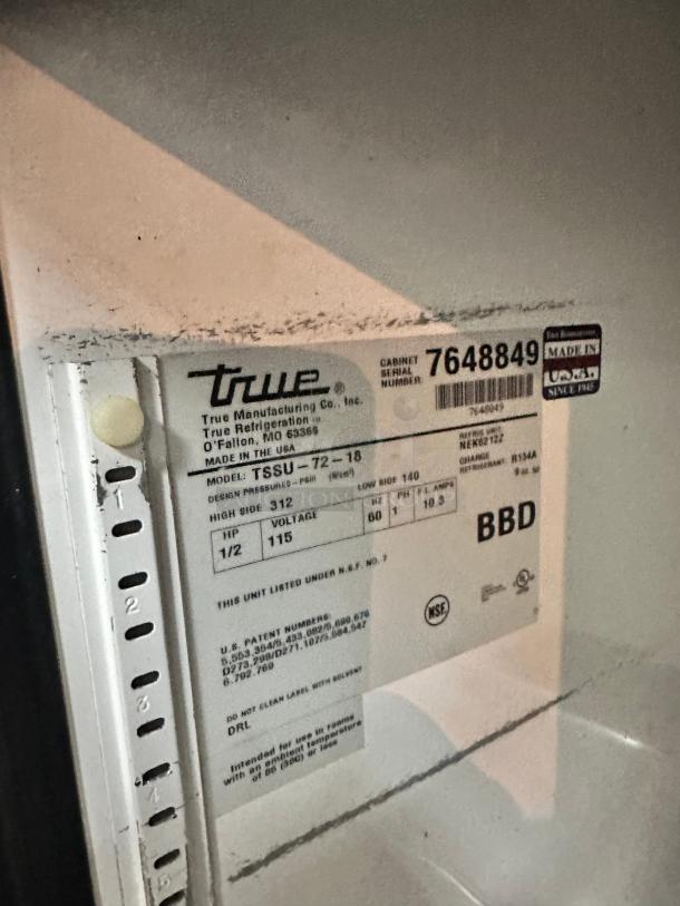 True 72" Commercial Sandwich Table Tested and Working! - Image 7 of 8
