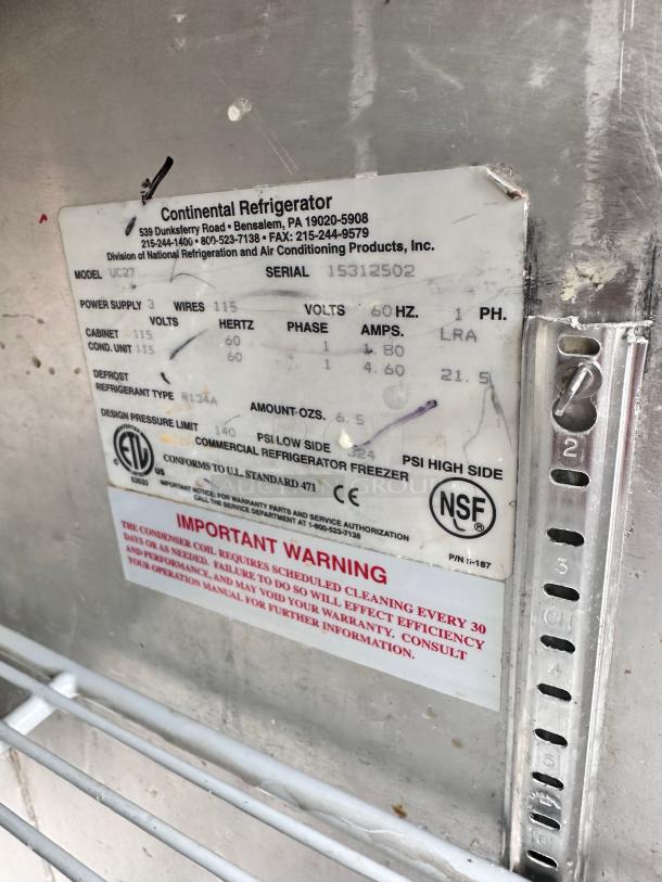 Commercial One Door Under Counter Refrigerator Tested and Working! - Image 5 of 6