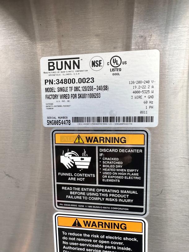 Bunn Commercial Coffee Maker 115 volt Tested and Working! - Image 7 of 8