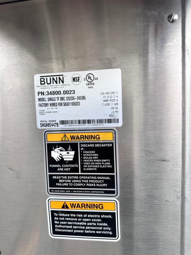 Bunn Commercial Coffee Maker 115 volt Tested and Working! - Image 8 of 8