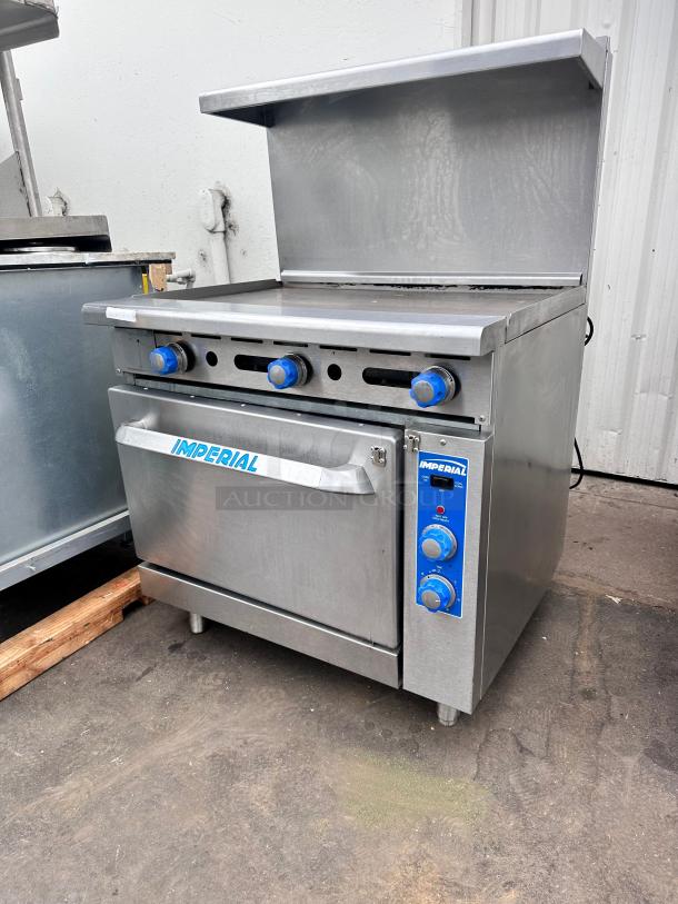 Imperial Commercial 36" Gas Griddle With Convection Oven Tested and Working! - Image 10 of 13