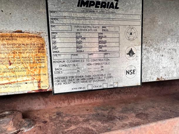 Imperial Commercial 36" Gas Griddle With Convection Oven Tested and Working! - Image 12 of 13