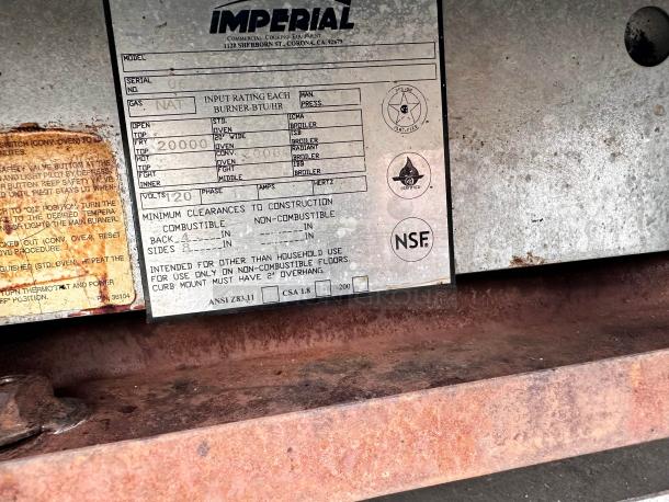Imperial Commercial 36" Gas Griddle With Convection Oven Tested and Working! - Image 13 of 13