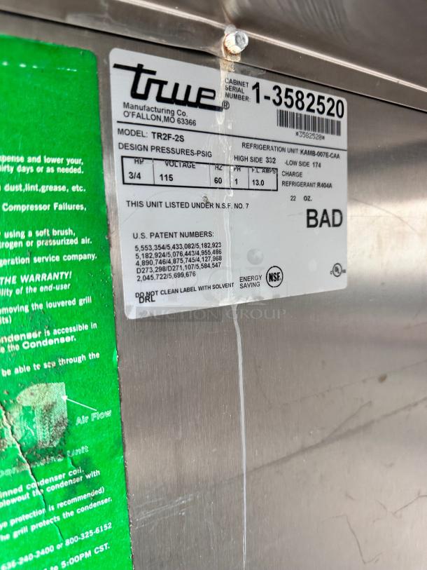 True Commercial Two Door Commercial Freezer Tested and Working! - Image 7 of 7