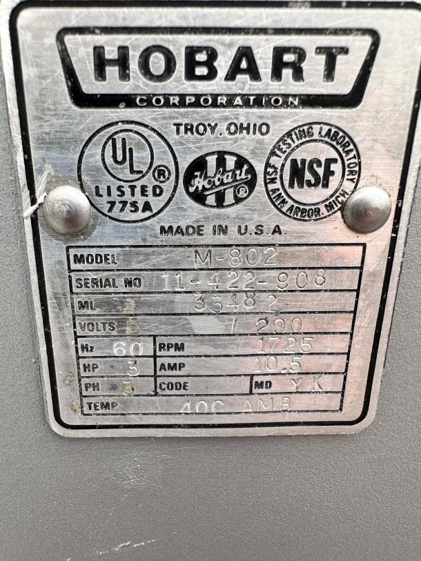 Fully Refurbished! Hobart M802 80 Qt Commercial Mixer Tested and Working! - Image 10 of 13