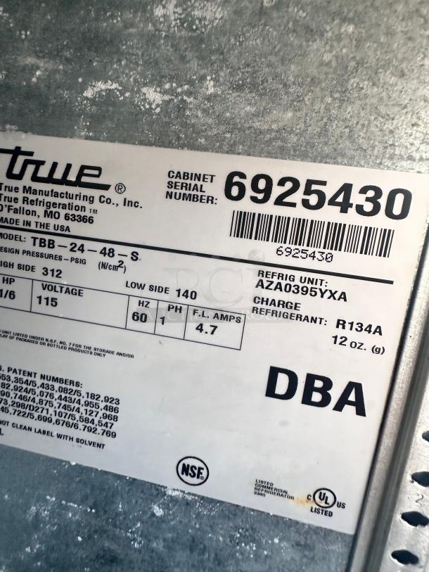 True 48" Commercial Back Bar Refrigerator Tested and Working! - Image 6 of 6