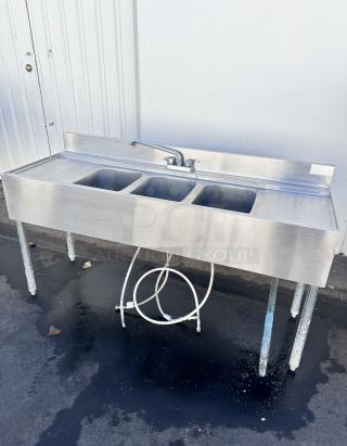 Commercial Stainless Steel Bar Three Compartment Sink