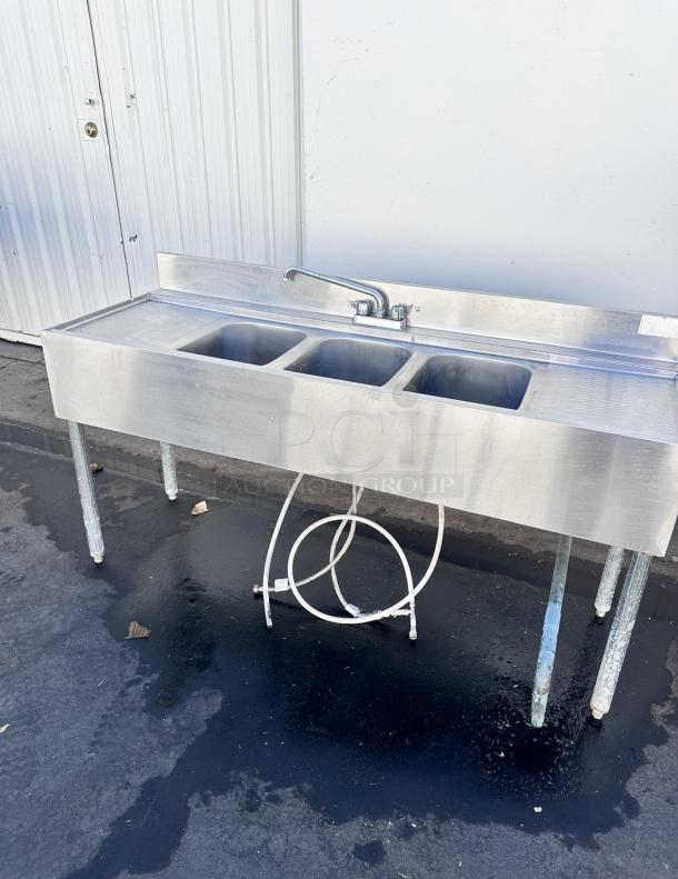 Commercial Stainless Steel Bar Three Compartment Sink - Image 8 of 15