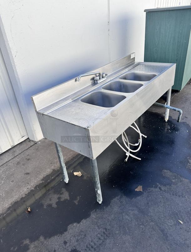Commercial Stainless Steel Bar Three Compartment Sink - Image 9 of 15