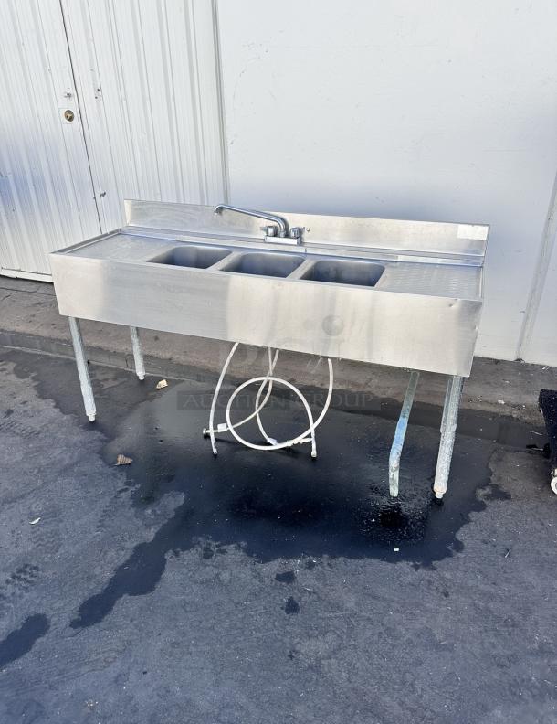 Commercial Stainless Steel Bar Three Compartment Sink - Image 10 of 15
