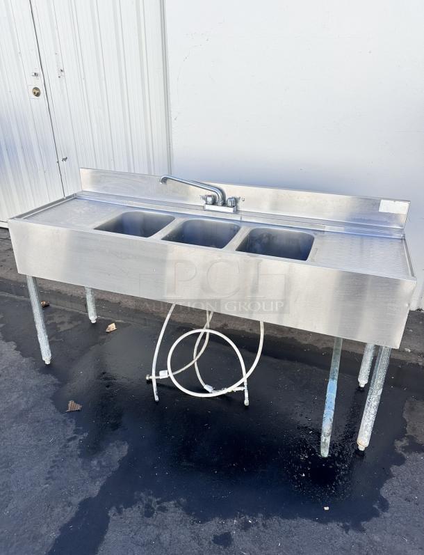 Commercial Stainless Steel Bar Three Compartment Sink - Image 11 of 15