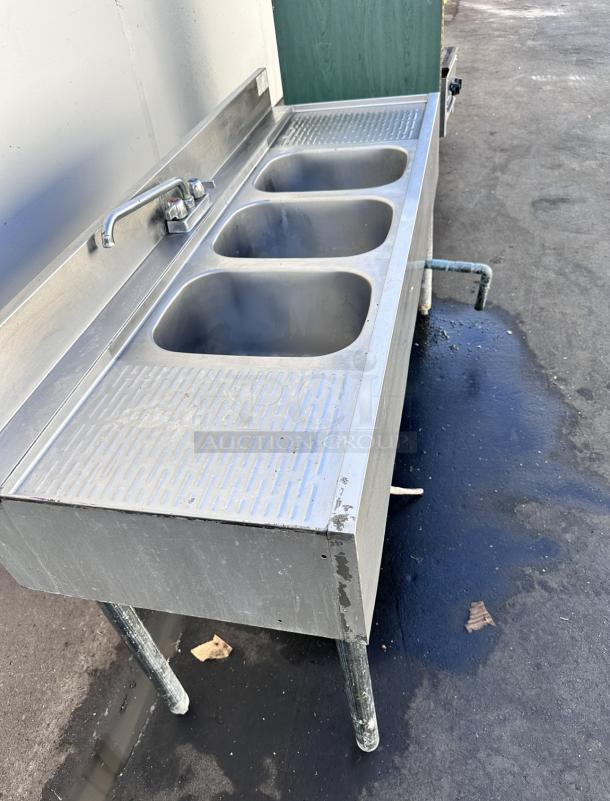 Commercial Stainless Steel Bar Three Compartment Sink - Image 12 of 15
