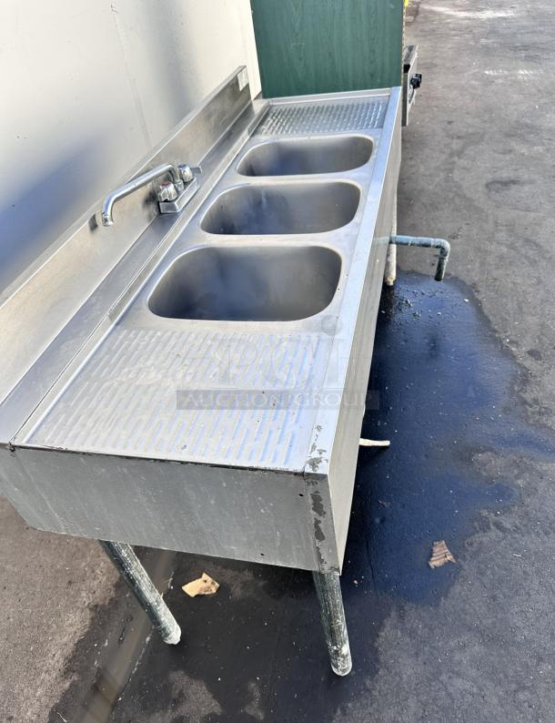 Commercial Stainless Steel Bar Three Compartment Sink - Image 13 of 15