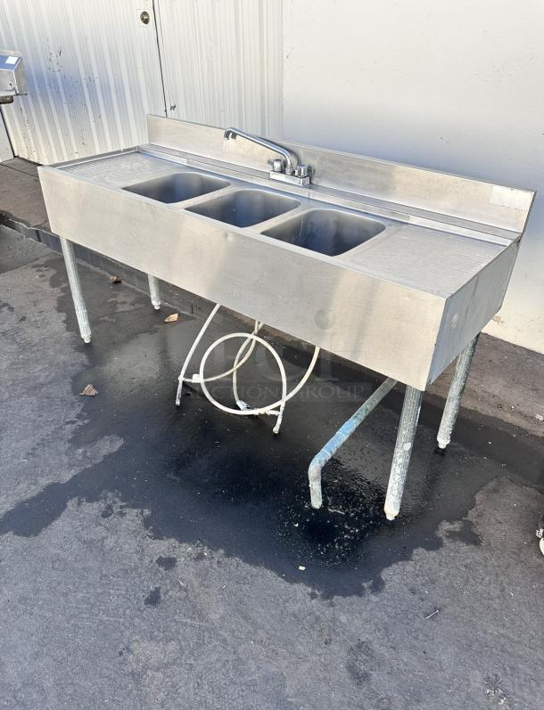 Commercial Stainless Steel Bar Three Compartment Sink - Image 15 of 15