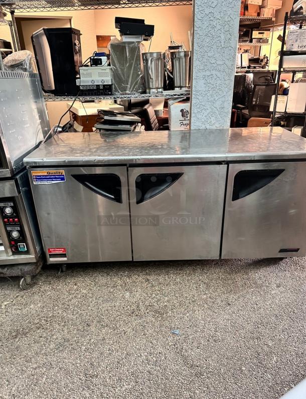 Turbo Air Three Door Under Counter Refrigerator Tested and Working! - Image 1 of 11