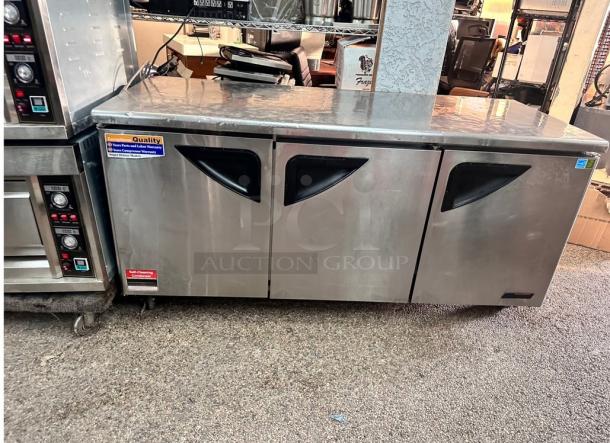 Turbo Air Three Door Under Counter Refrigerator Tested and Working! - Image 3 of 11