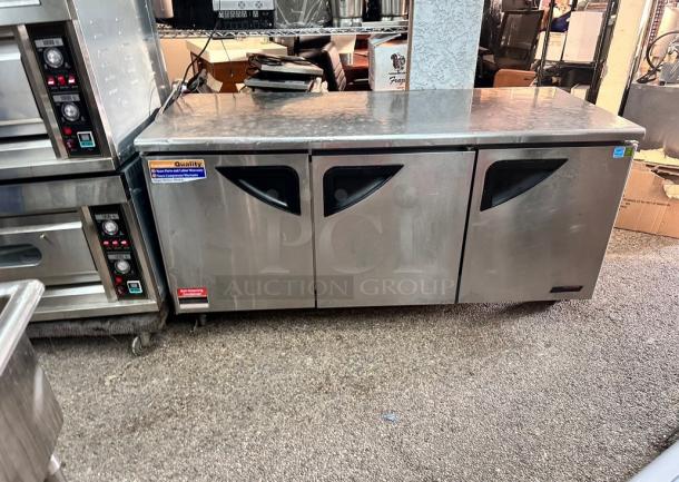 Turbo Air Three Door Under Counter Refrigerator Tested and Working! - Image 5 of 11