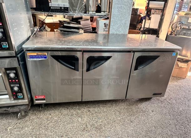Turbo Air Three Door Under Counter Refrigerator Tested and Working! - Image 6 of 11