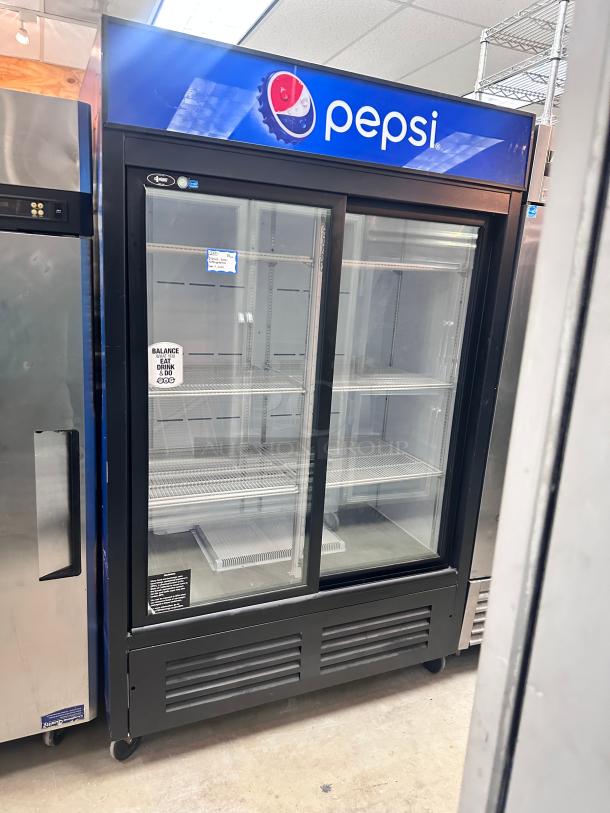 Commercial Two Sliding Glass Door Drink Cooler Tested and Working! - Image 1 of 8