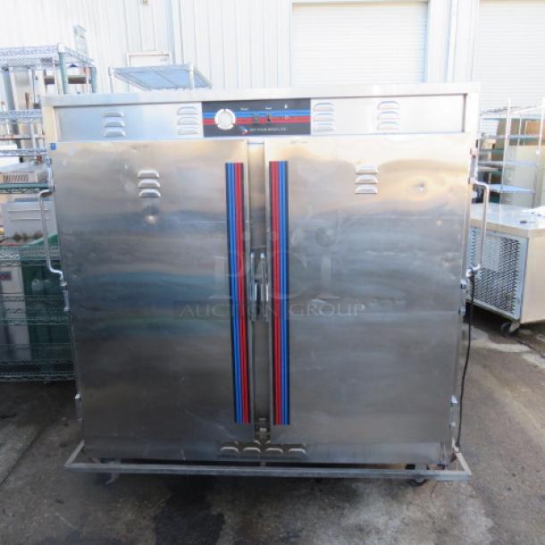 One Stainless Steel Hot Food Box With 3 Shelves On Casters. Model# BQ150. 120 Volt. 67X33X65.5 - Image 1 of 3