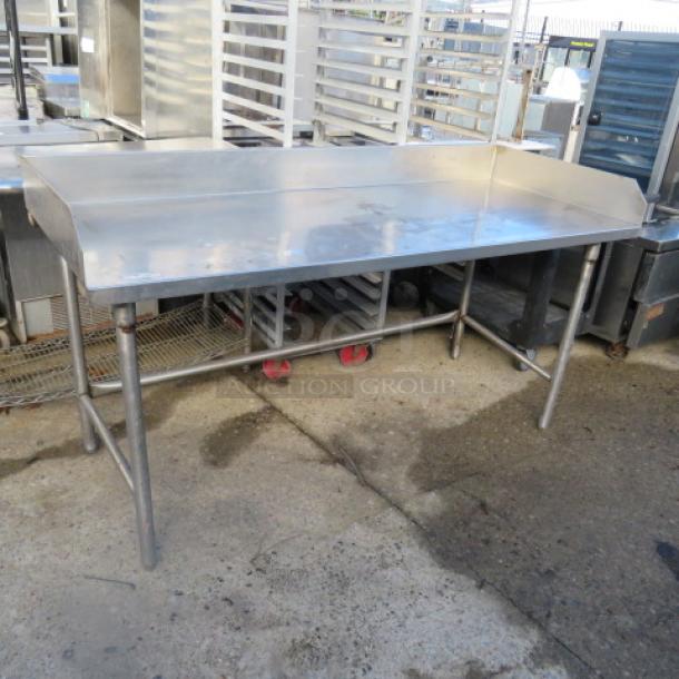 One Stainless Steel Table With Back Splash And R/L Side Splash. 72X30X38.5. - Image 2 of 2