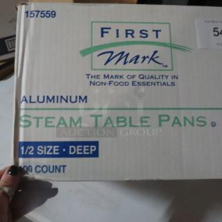 One Opened  Box Of Aluminum 1/2 Size Steam Table Pans. 100ct.