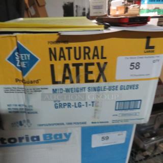 One Case Of Natural Latex Sizze Large Gloves. 1,000ct.