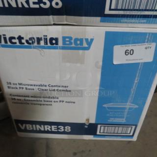 One Case Of Victoria Bay Microwavable 38oz Containers With Clear Lids. 150ct.