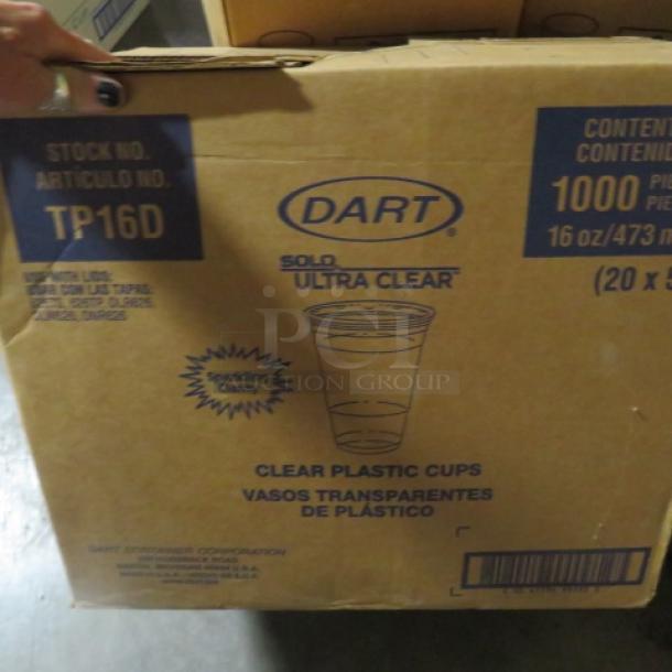 One Case Of 1,000 Dart 16oz Clear Plastic Cups. #TP16D. - Image 1 of 1