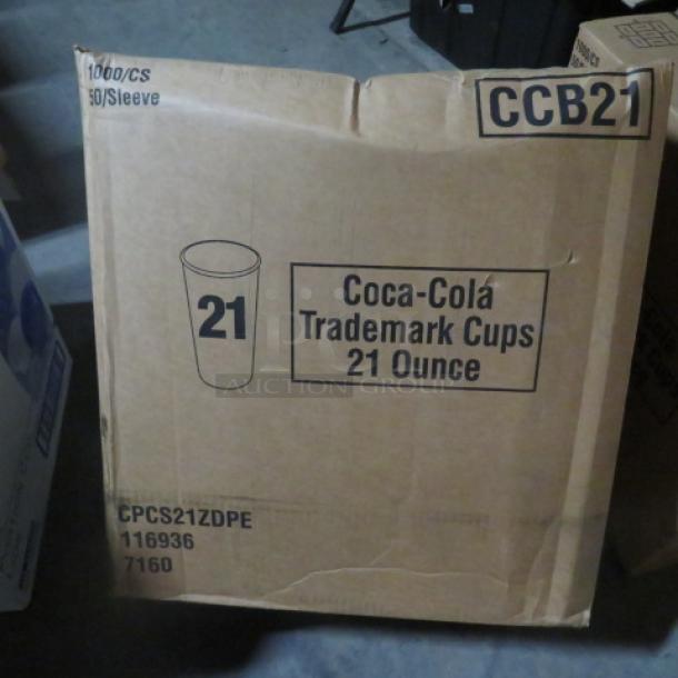 One Case Of 1,000 Coca Cola 21oz Cups. - Image 1 of 1