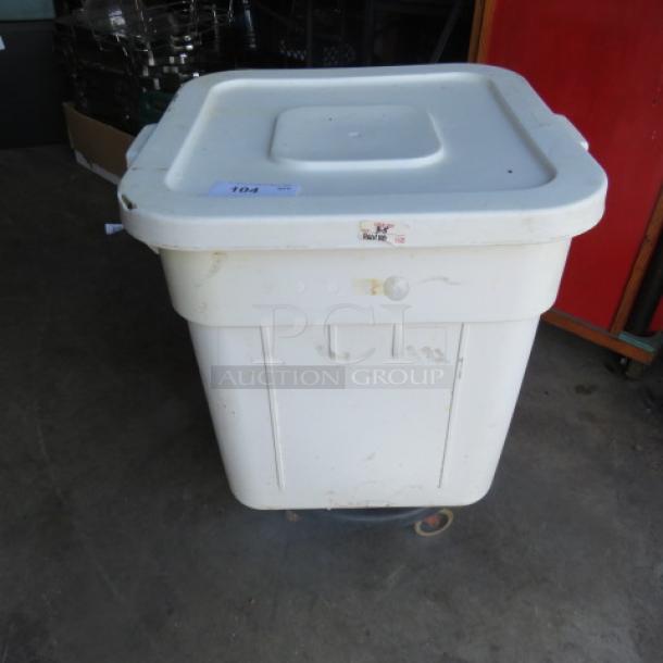 One Continental Huskee Ingredient Bin With Lid On A Dolly. - Image 1 of 1