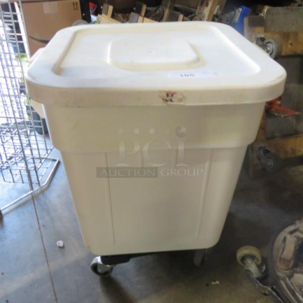 One Continental Huskee Ingredient Bin With Lid On A Dolly. - Image 1 of 1