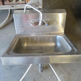 One Stainless Steel Hand  Sink With Faucet. 18X15X12