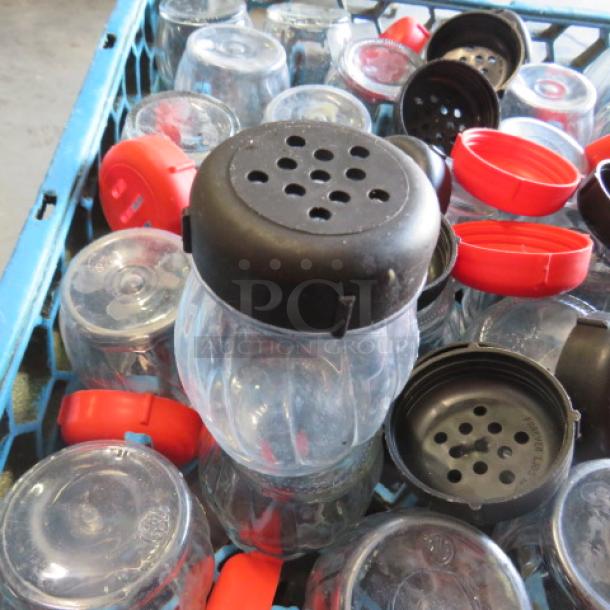 One Mega Lot Of Cheese/Pepper Shakers With Lids. - Image 1 of 2