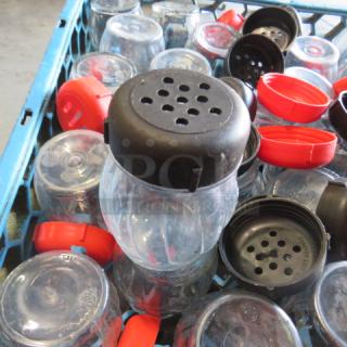 One Mega Lot Of Cheese/Pepper Shakers With Lids.