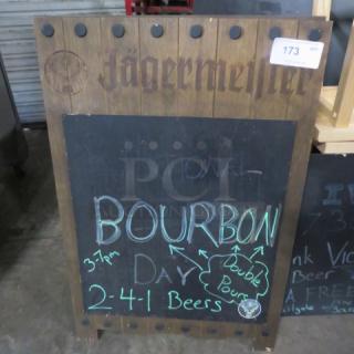 One Wooden Jagermeister Sidewalk Chalkboard Sign.