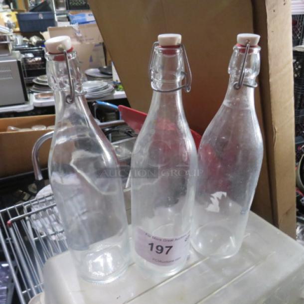 Glass Water Bottle With Hinged Lid. 3XBID - Image 1 of 1