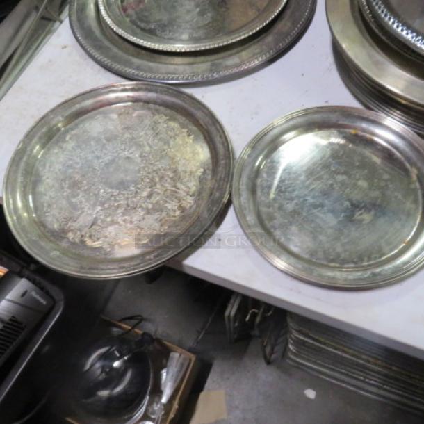 Assorted Size  Silver Plate Serve Tray. 4XBID. 214 Inch, 2-12 Inch. - Image 1 of 1